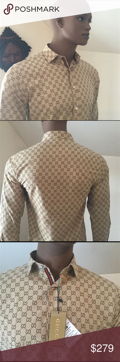 fake gucci button down shirt|gucci button up shirt men.